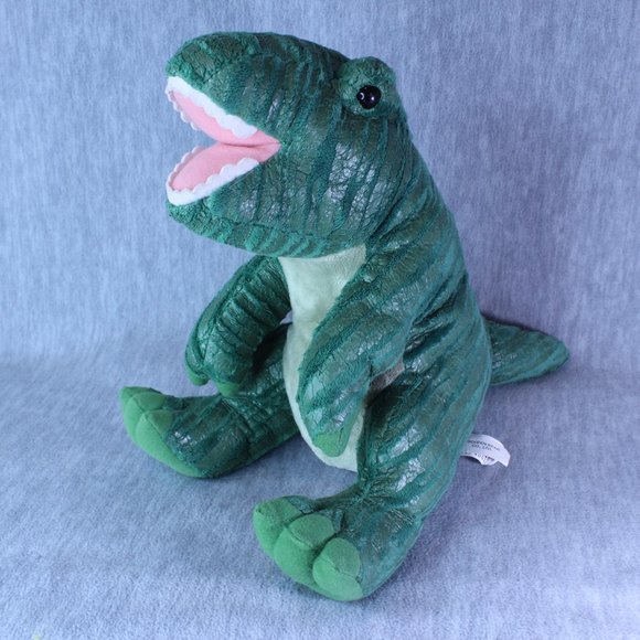 Dinosaur Plush Stuffed Textured Skin Toy Dino Green 11" Sitting - Picture 7 of 9